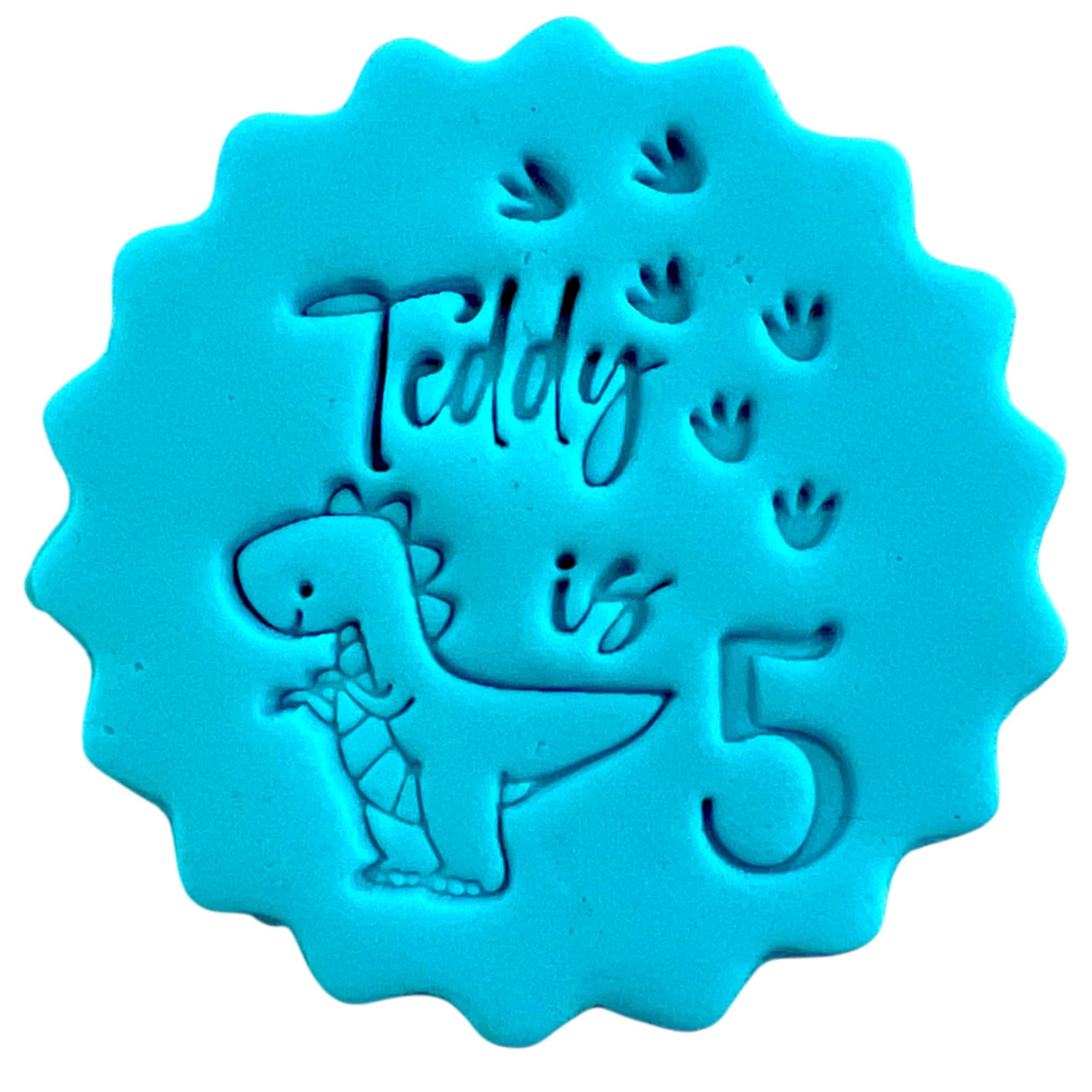 Personalised Cookie Stamp with Free Scallop Cutter, Birthday Age Collection, 5cm Acrylic Biscuit Embosser, Food-Safe Plastic Baking Tool, Fits M&S All Butter Biscuits (Design 9)