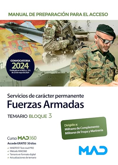 Preparación para acceso a una relación de servicios de carácter permanente en las Fuerzas Armadas. Temario Bloque 3