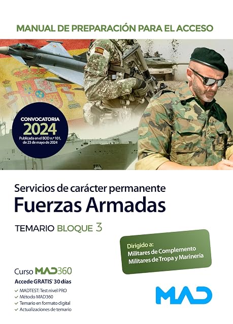 Portada de Preparación para acceso a una relación de servicios de carácter permanente en las Fuerzas Armadas. Temario Bloque 3
