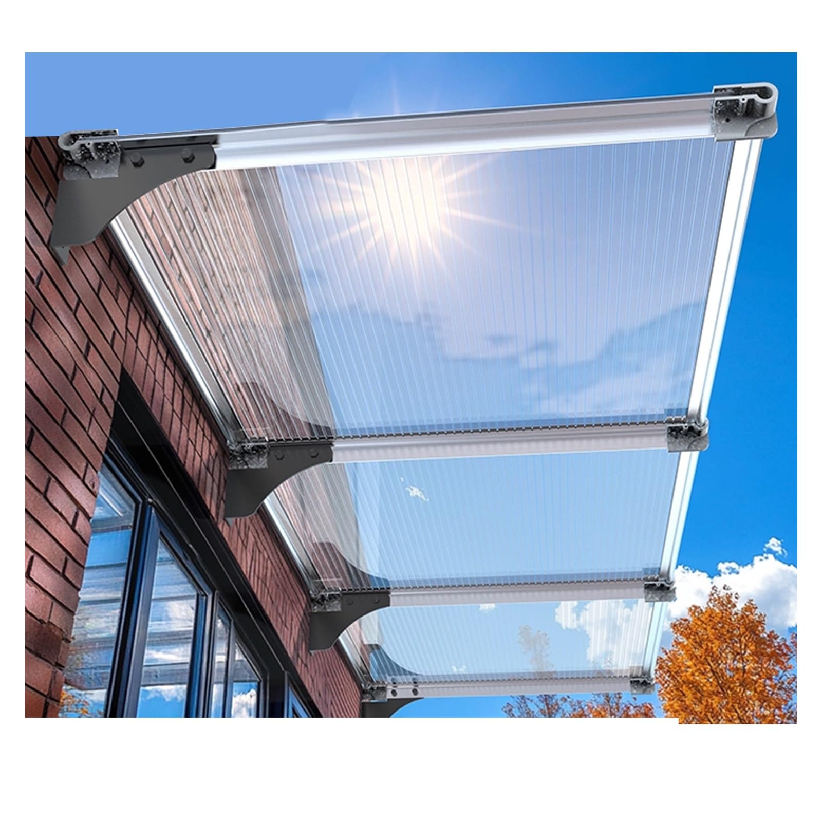 GJMSSMY Outdoor Door Canopy, Straight Style Rain, Snow, Wind & Sun Protection Awning for Door & Window Entrance (90x140cm/35.4x55in) - Durable, Weatherproof, Easy Installation