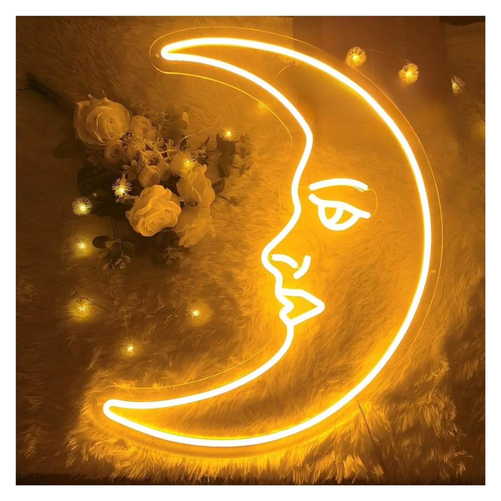 LED néon signe Panneau Lumineux LED En Forme De Visage De Lune Décoration Murale Veilleuse USB Pour Chambre À Coucher Maison Bar Fêtes Illuminé