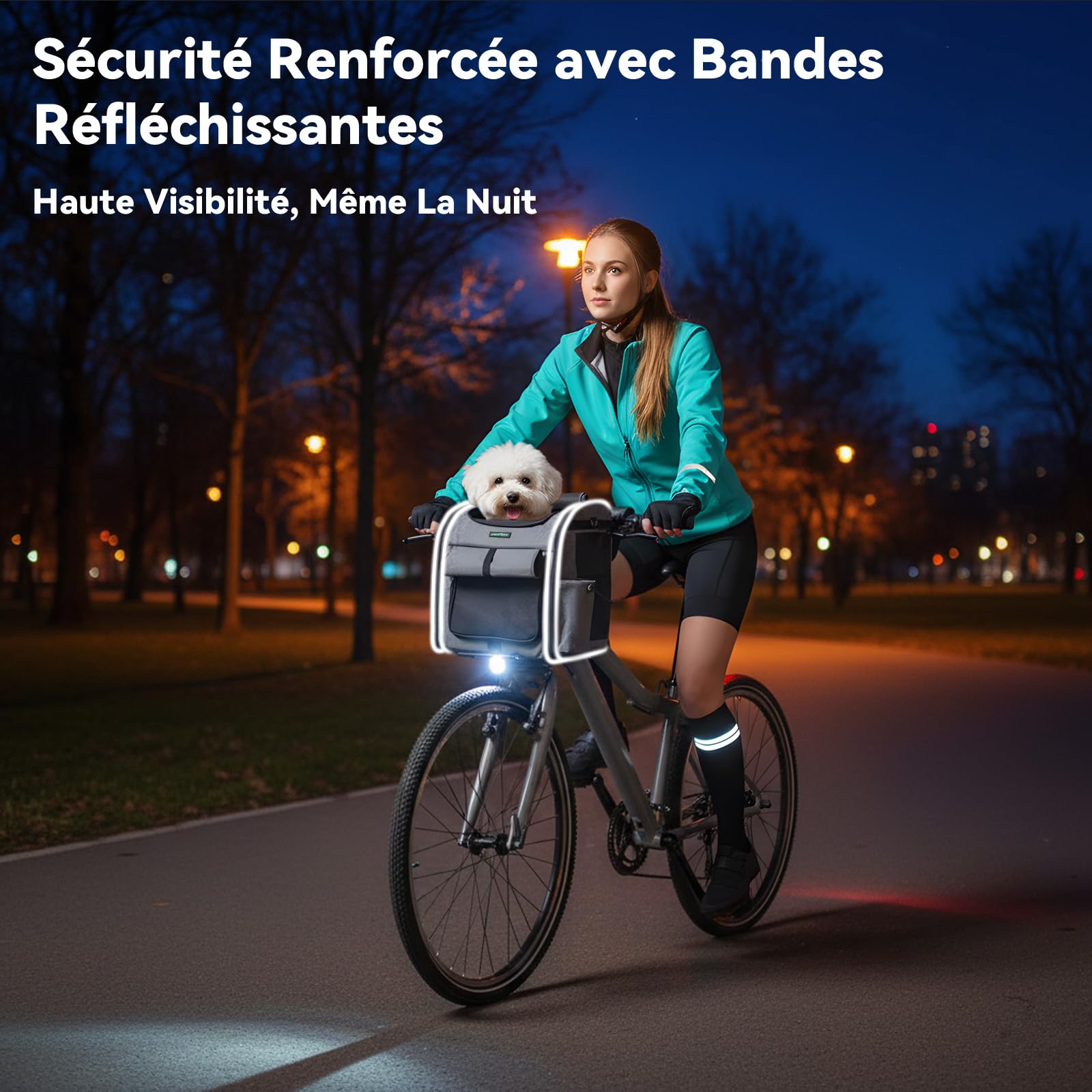 Panier Vélo Avant pour Chiens Chats jusqu'à 10KG avec Support Φ80mm, 4 en 1 Sac à Dos Animaux