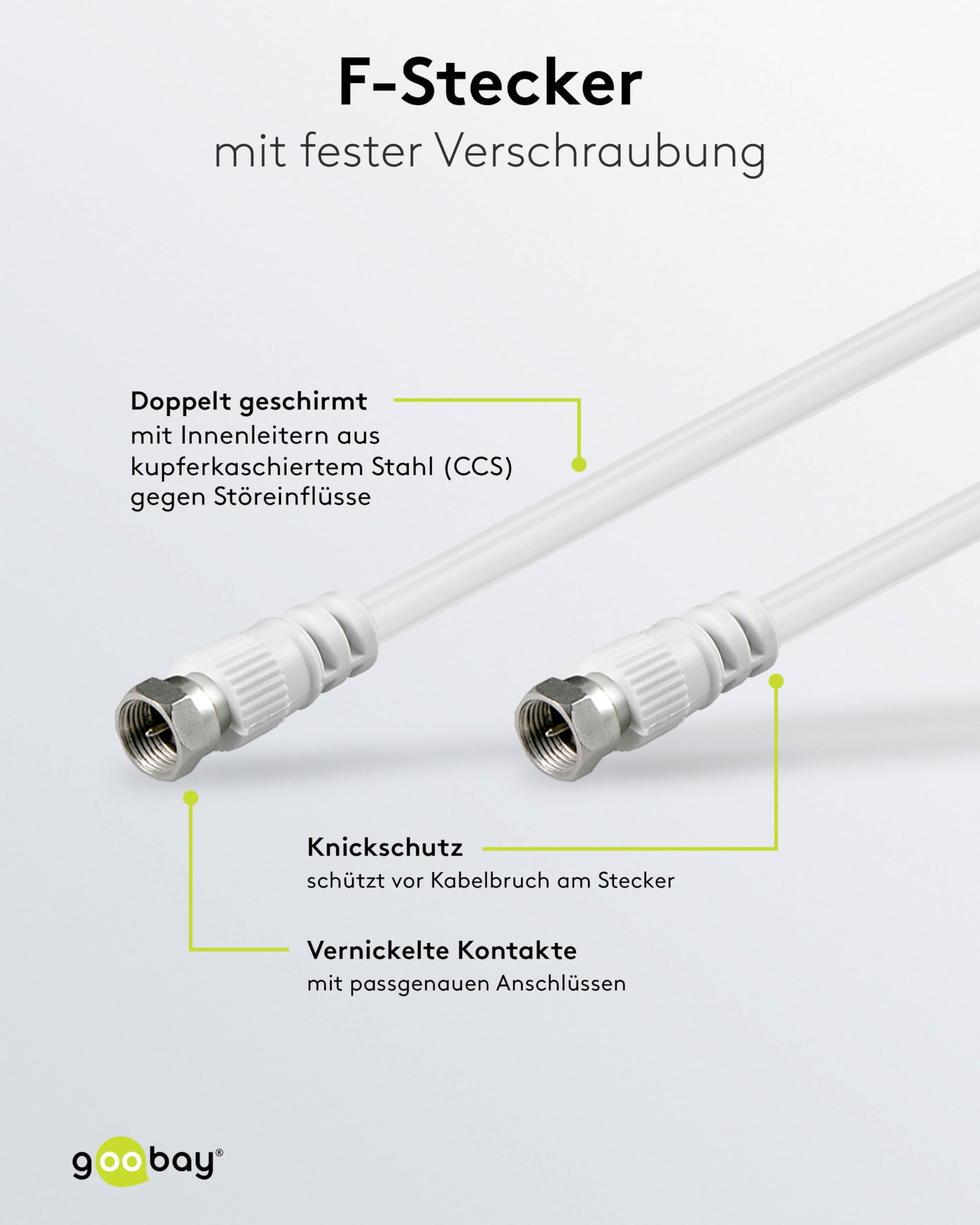 Goobay 11724 SAT kabel antenowy (<70 dB), 2x ekranowany - wtyczka F > wtyczka F
