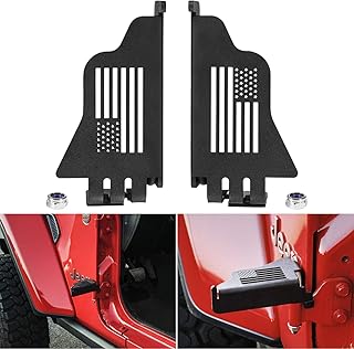 Wrangler Foot Pegs for Door Hinge Front Door Metal Rest Pedals Fit for 2007-2022 Jeep Wrangler JK JKU JL JLU & Jeep Gladiator JT Exterior Hinge Mounted Door Pedal Set of 2（U.S. Flag Style）