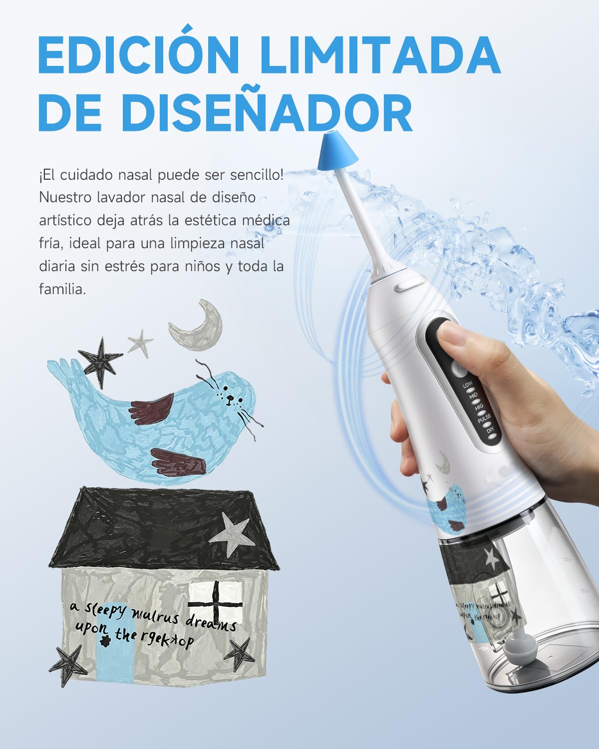 Lavado Nasal Eléctrico Inalámbrico | Para Adultos y Niños | Para la higiene nasal diaria en caso de congestión nasal y problemas de sinusitis | Modelo recargable con gran autonomía