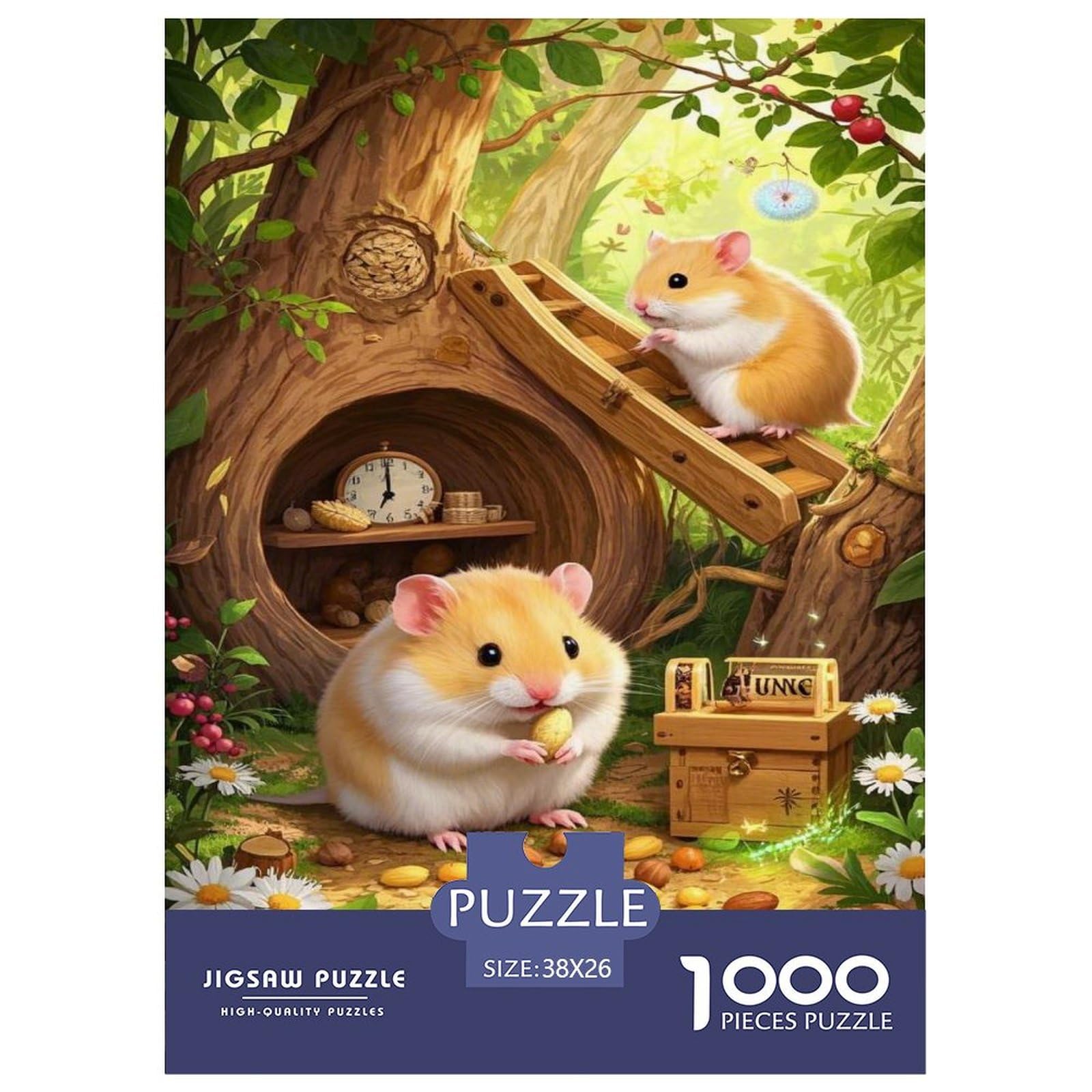 Puzzles Hamster 1000 Pieces Challenge Game for Adults,Natural Elements Impossible Jigsaw Puzzles 1000 Pieces Educational Game 38x26cm/1000pcs