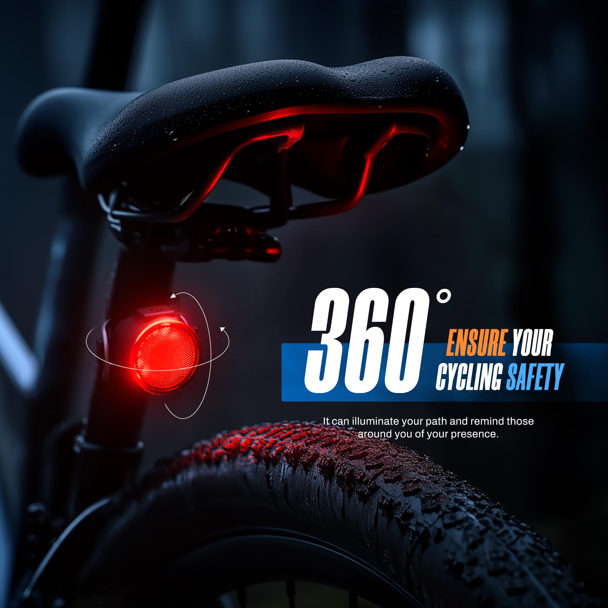 Ensemble de phares de vélo 1500 lm rechargeables par USB - Phare et feu arrière étanches - 5 modes d'éclairage - Convient aux vélos de route et de montagne