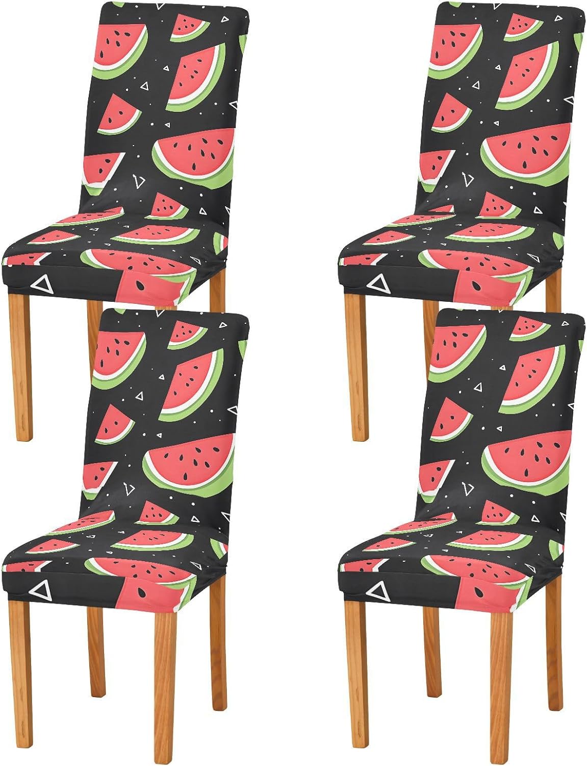 ALAZA Chair Covers for Dining Room, Black Watermelon Triangle Pattern Stretch Chair Cover Sets Chair Protector Removable Washable for Ktichen Restaurant Hotel