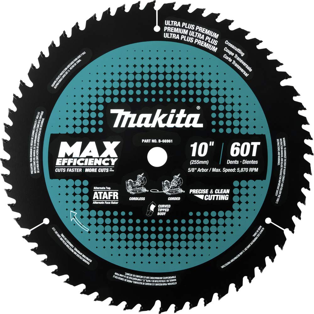 MakitaB-66961 10" 60T Carbide-Tipped Max Efficiency Miter Saw Blade