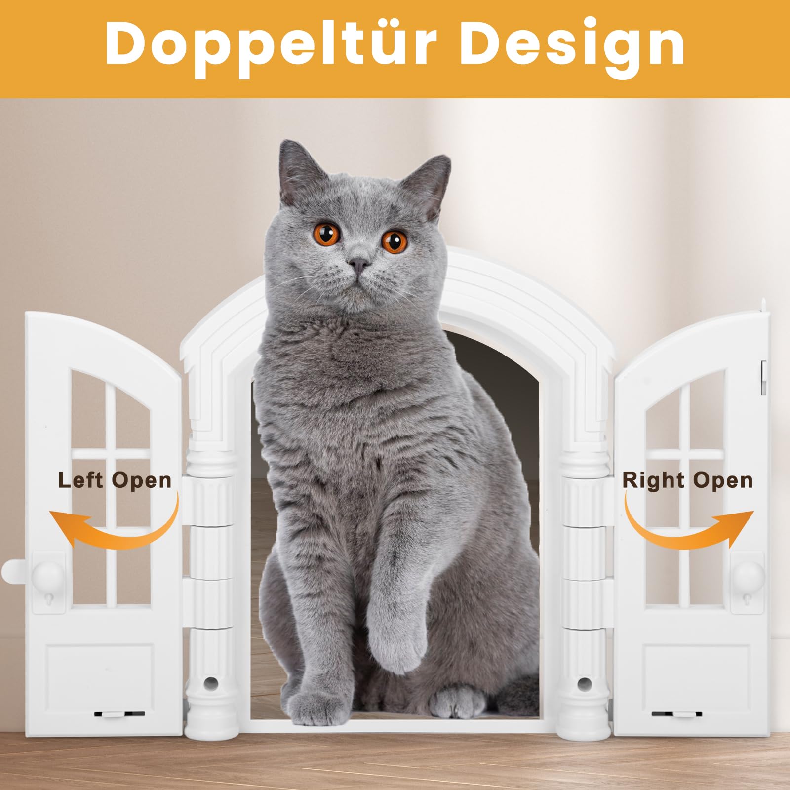 aleawol Groß Katzentür Innentür Katzentüren für Innentüren mit Doppeltürkonstruktion, Französische Innentür ohne Klappe für Katzen und Kleiner Hund Innen-Außen Tür und Wand