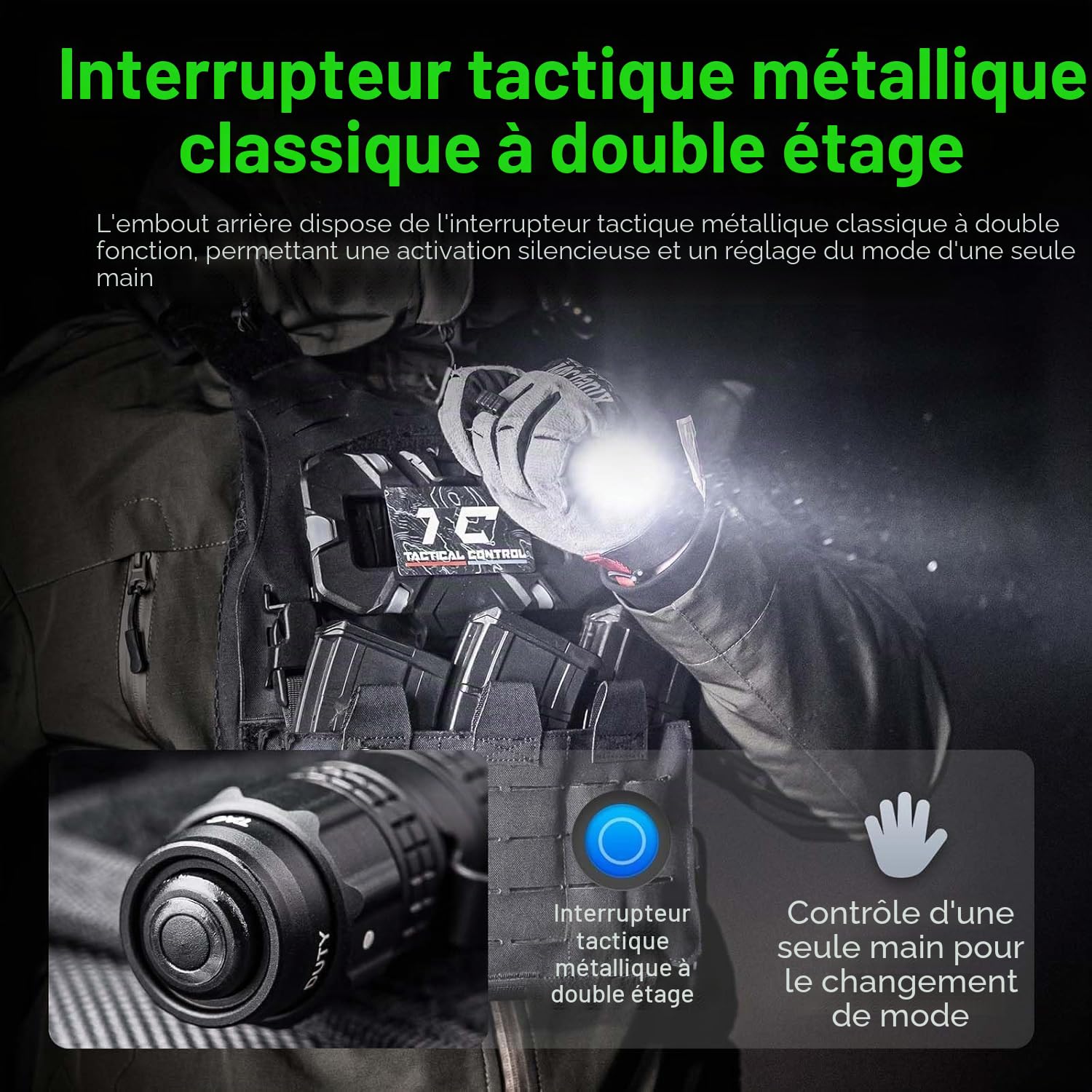 NEXTORCH TA22 Lampe stylo tactique 850 lumens, lampe de poche LED EDC rechargeable au format stylo, étanche et résistante aux chocs avec sélecteur multimode, idéale pour les poursuites de la loi, les