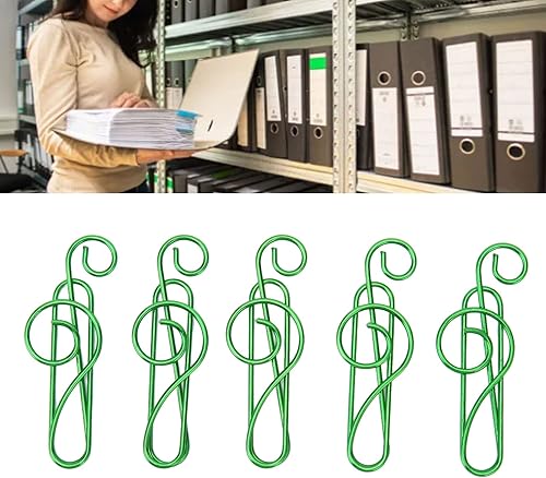 Miniatura 5 de 100 clips para carpeta, abrazaderas de papel, clips de papel elegantes, estilo nota musical, caja de metal antideslizante, bonitos clips de papel