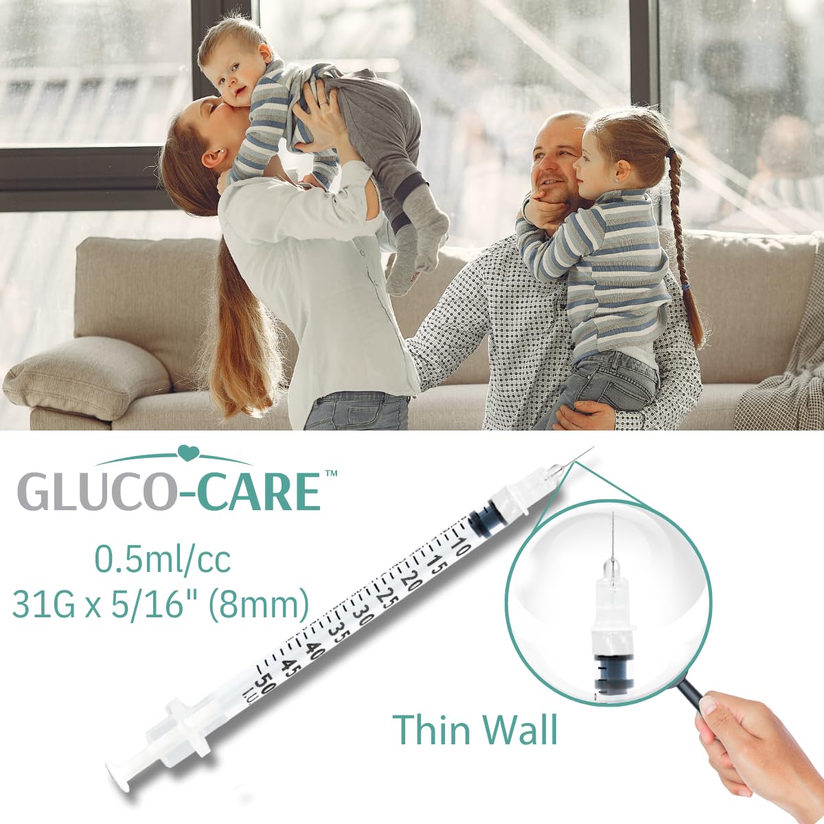 GLUCO-CARE 0.5 ml/cc Syringes 31G x 5/16’’ (8mm), 100/box — Amazon image 6