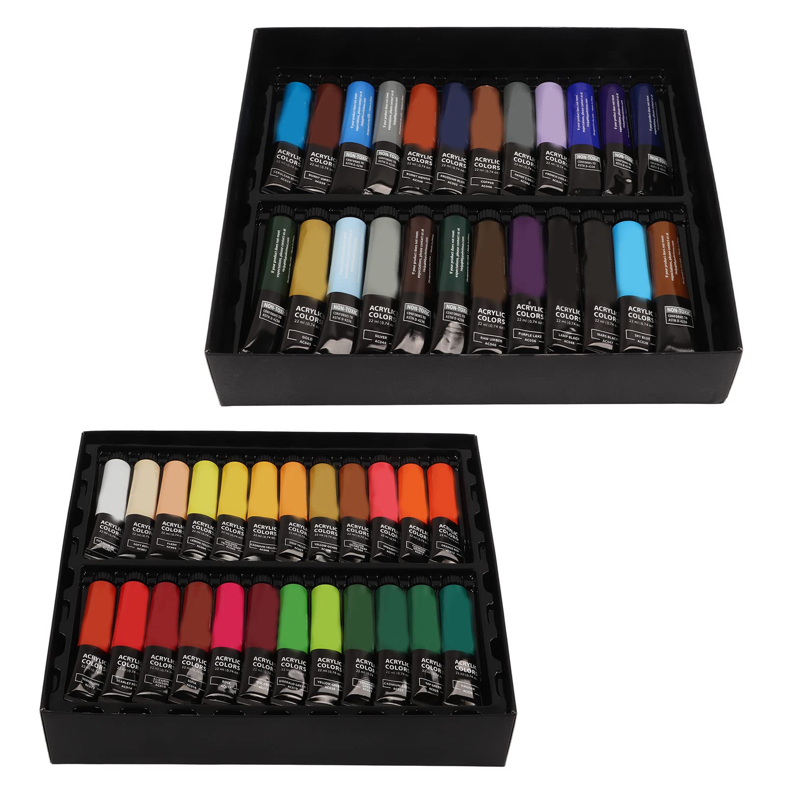 Gucagle Kit de pintura acrílica profesional hecho a mano DIY pintura conjunto con 48 colores vibrantes 6 pinceles 1 paleta para artistas principiantes adultos adolescentes niños acuarela