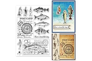 GLOBLELAND Vintage Fish Bait Clear Stamps