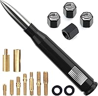 Vista 24 de Antena de camión para automóvil con tapas de válvula de neumáticos, bandera estadounidense, repuesto corto universal para GMC Sierra, Chevy