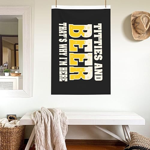 Miniatura 5 de Titties & Beer That's Why I'm Here - Bandera de jardín divertida de 2 x 3 pies para decoración al aire libre, pancarta negra