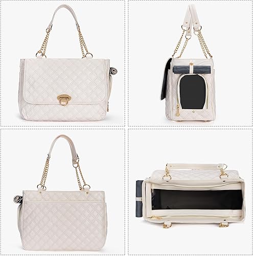 Miniatura 3 de Bolsa de cuero para transportar mascotas, perros, gatos, animales pequeños, bolso de viaje aprobado por la TSA Airline