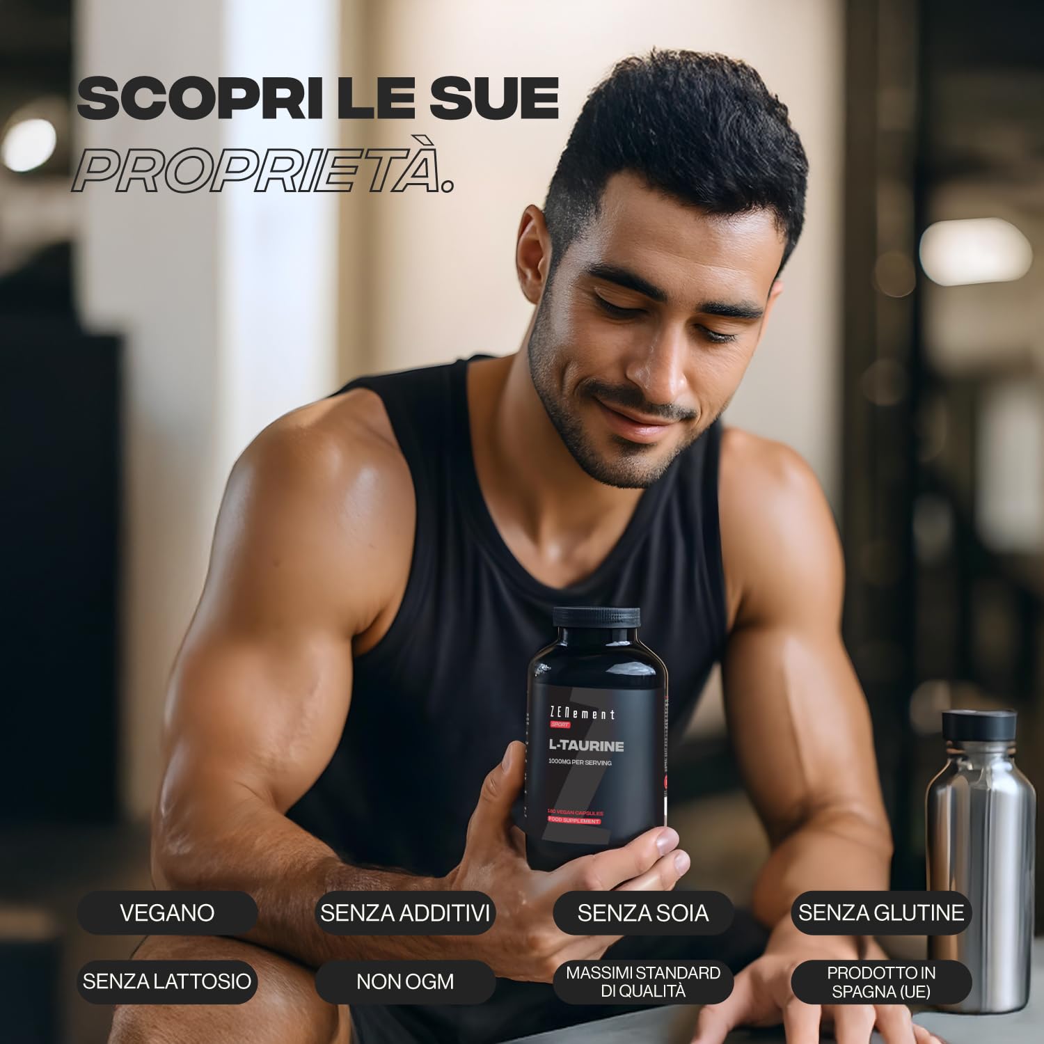 L‑Taurina 1000 mg per Dose (2 Capsule) - 180 Capsule Vegane (Fornitura 3 Mesi) - Taurina Pura - Integratore Sportivo - Senza Glutine, Senza Lattosio, Senza Soia, Senza Additivi - Zenement