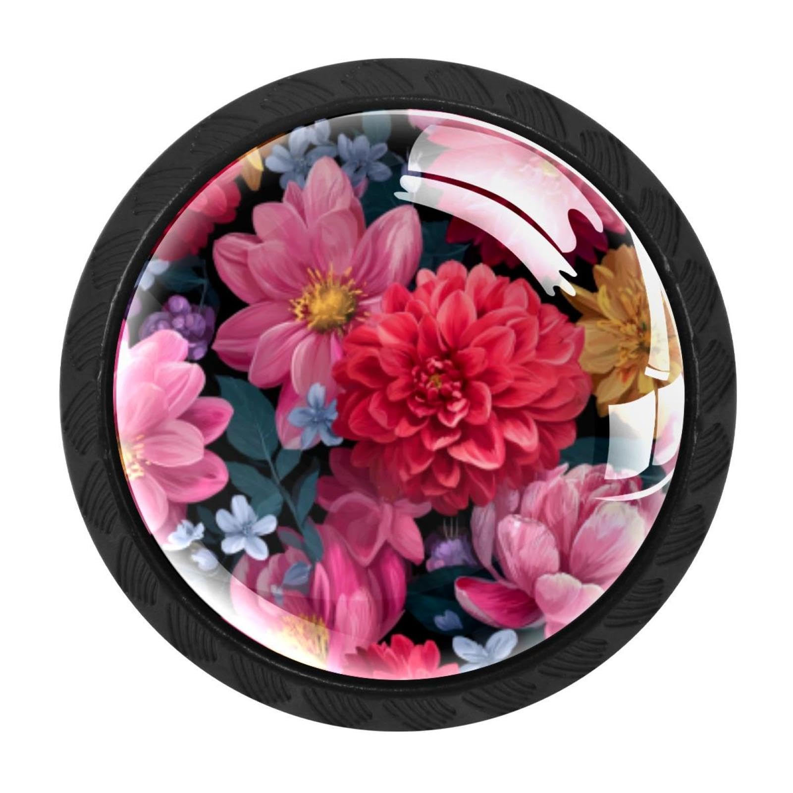 CHENZZZZ 4 Pack Flower Background (3) Kitchen Cabinet Knobs Drawer Knobs Door Dresser Handles for Personalized Gifts Great for Any Occasion