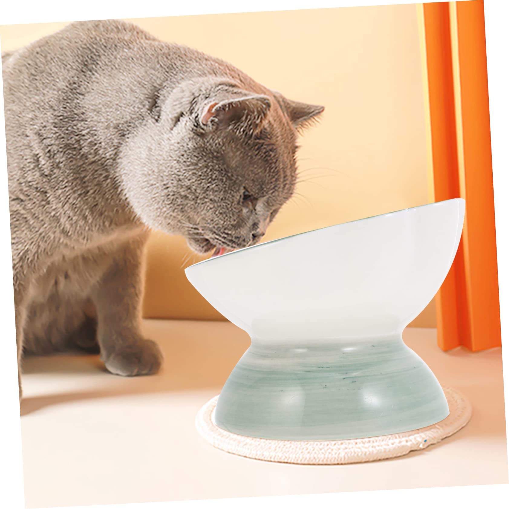 BESPORTBLE Cuenco de Cerámica para Gatos Comedero Elevado Inclinable Recipiente Creativo para Agua y Comida para Alimentar la Cocina o Sala de Estar