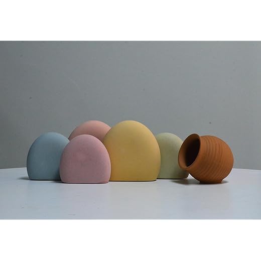 Pastel Ceramic Fish Tank Decorations, Dome-Shaped Aquarium Ornaments in Pink, Blue, Yellow, Terra Cotta, Multi-Color Set for Aquatic Habitat