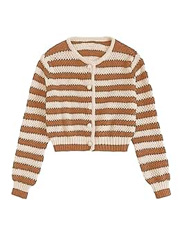 MakeMeChic Women's Striped Cardigan Sweaters Fall Trendy