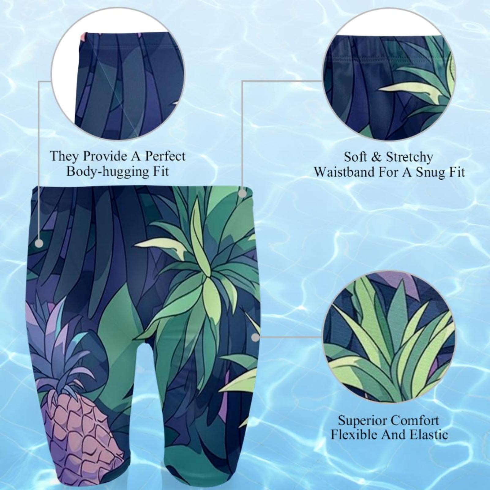 Swimsuit for Men & Boys,Competition Lap Swim Suit, Square Leg Endurance Training,Colorful Art Pineapple Design Pattern