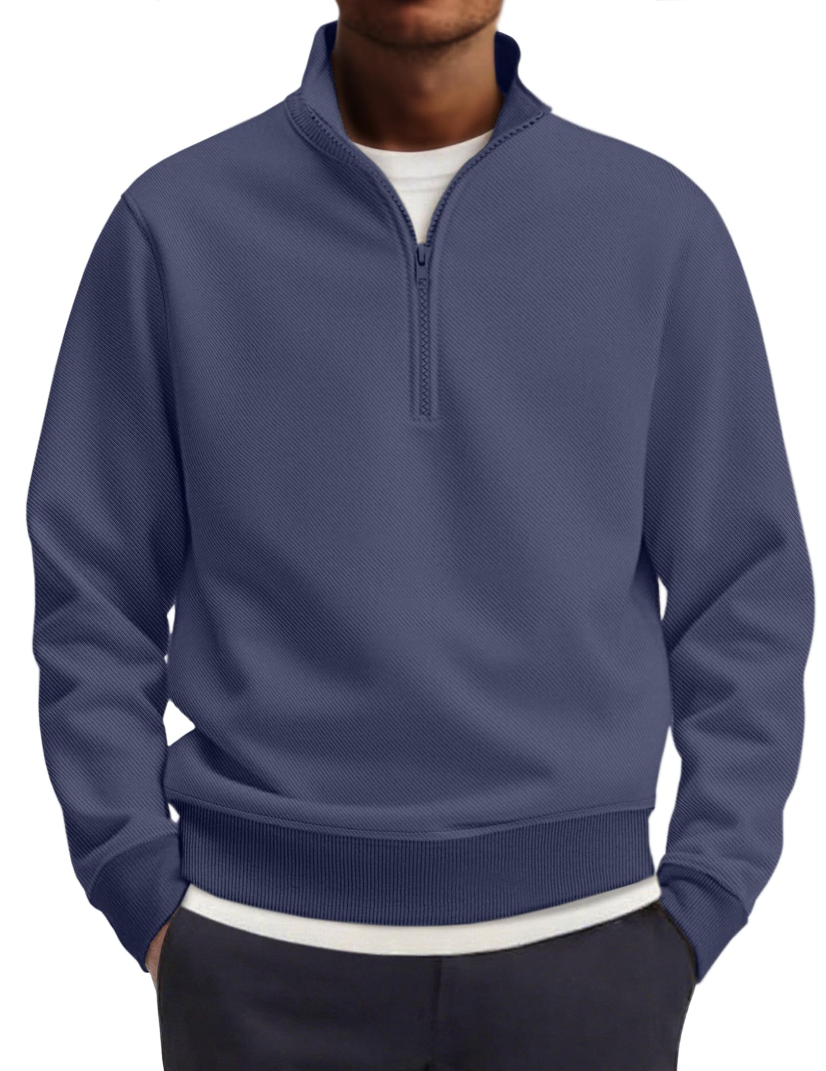 Photo 1 of COOFANDY Men's 1/4 Zip Sweatshirt Casual Fall Long Sleeve Office Work Polo Shirt Mock Neck Business Essential Pullovers