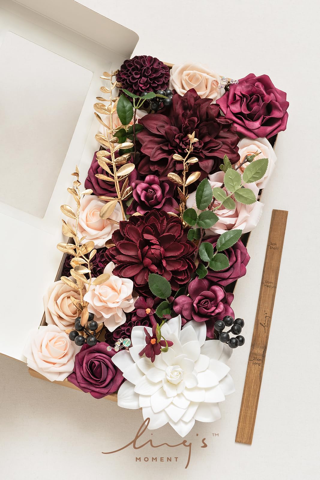 ☆Burgundy bouquet断捨離中ページ☆ 大きめ特大リース♪ Amazon.com: Ling's moment Fake Flowers Box, Faux Artificial
