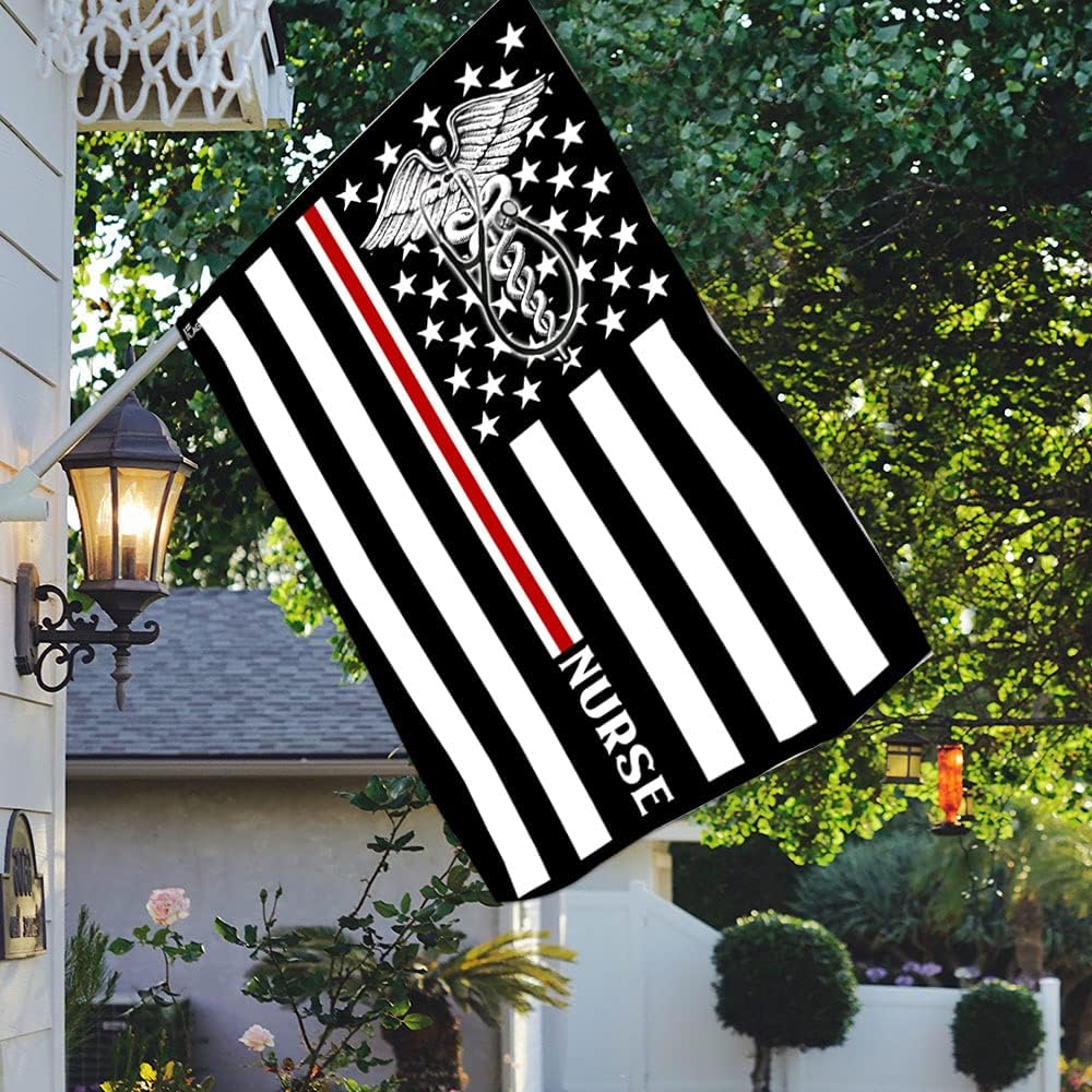 FLAGWIX American Flag, Nurse Flag Thin Red Line Nurse Flag - 4th of July, Independence Day Decorations for Home, Garden, House Flag 30x40 - USA Flags Premium Polyester, Decorative Indoor Outdoor Flag