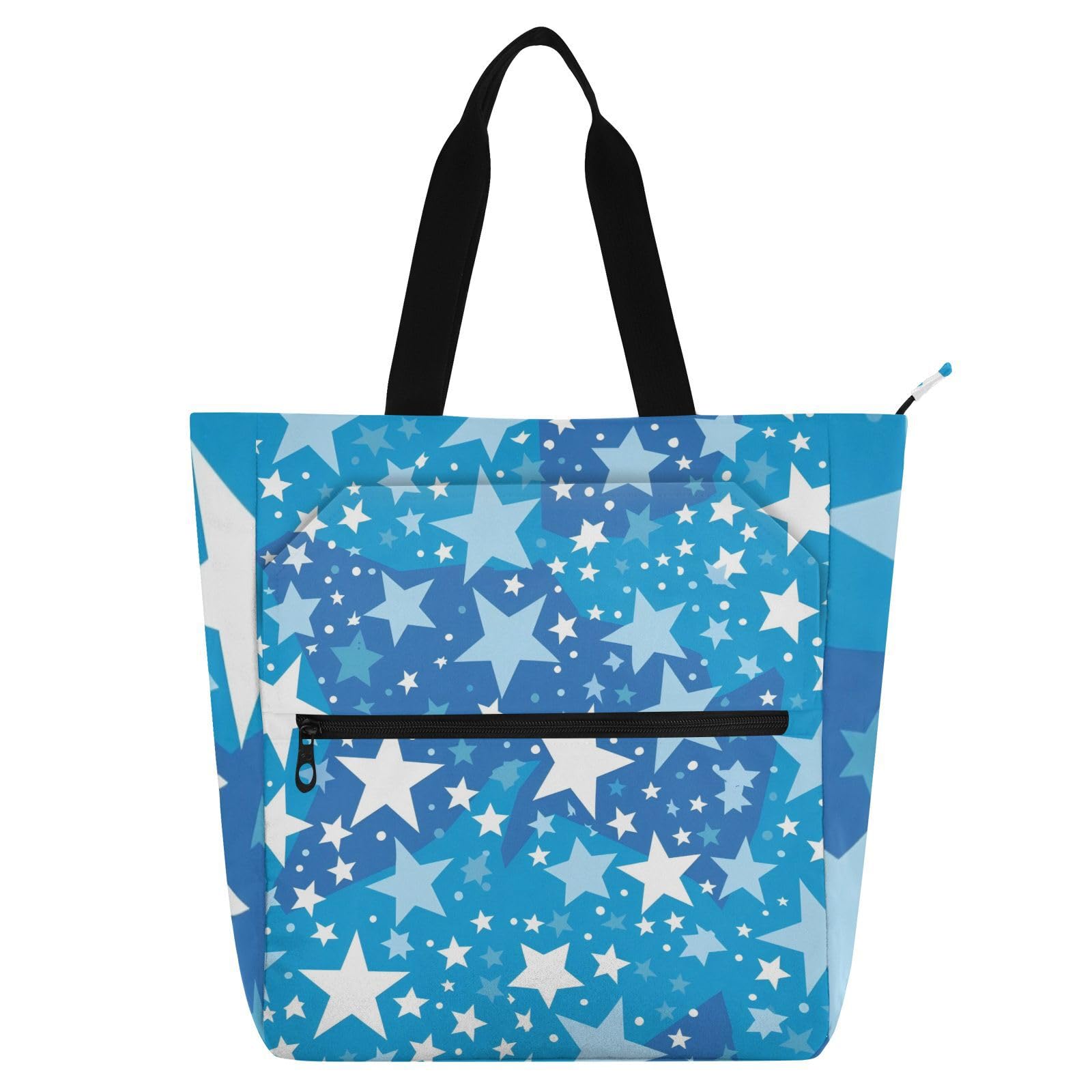 Bolsa de libros resistente al desgarro y reutilizable con estampado de estrellas para compras 8