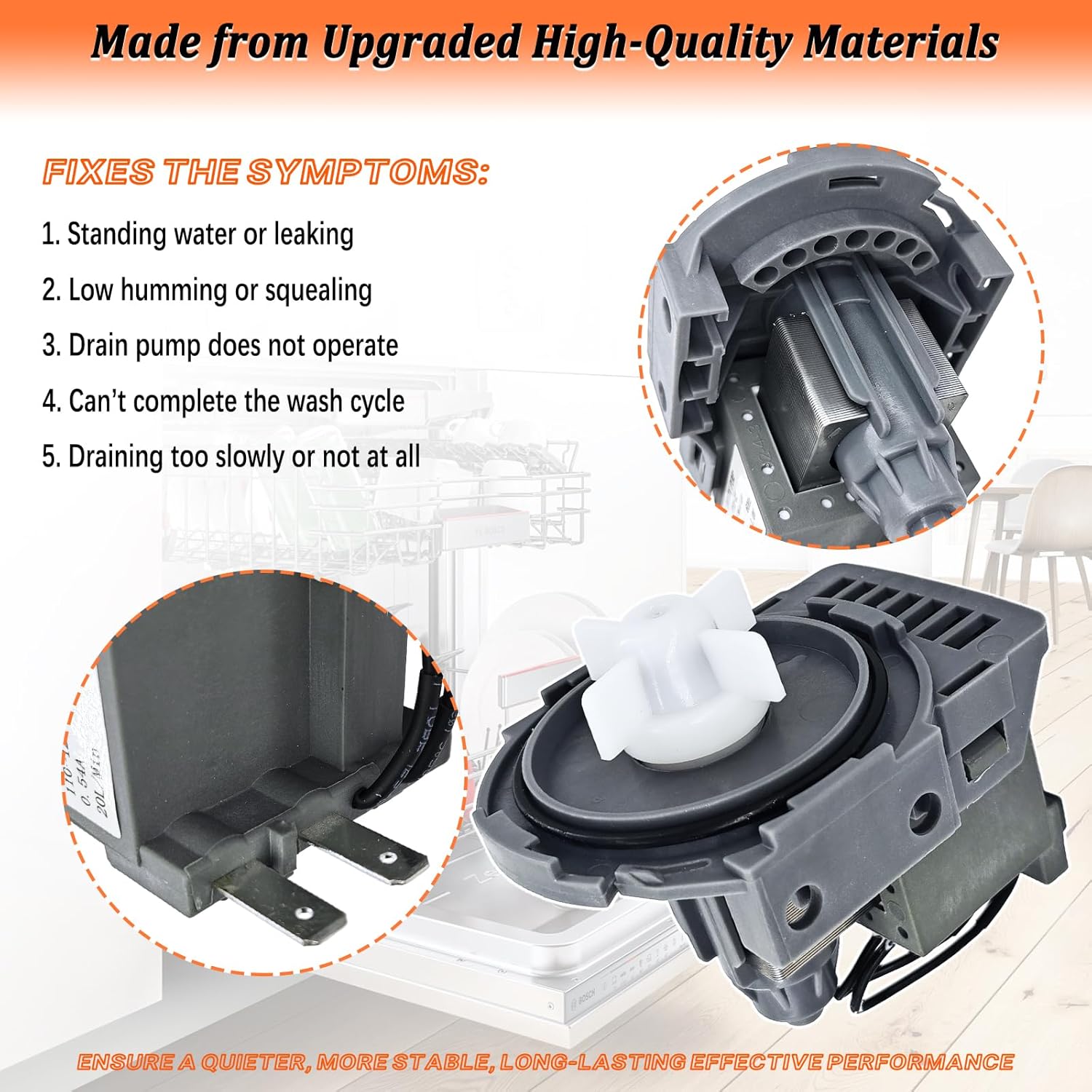 DD31-00005A Dishwasher Drain Pump - Dishwasher Pump Replacement Parts AP4342621, PS2562421