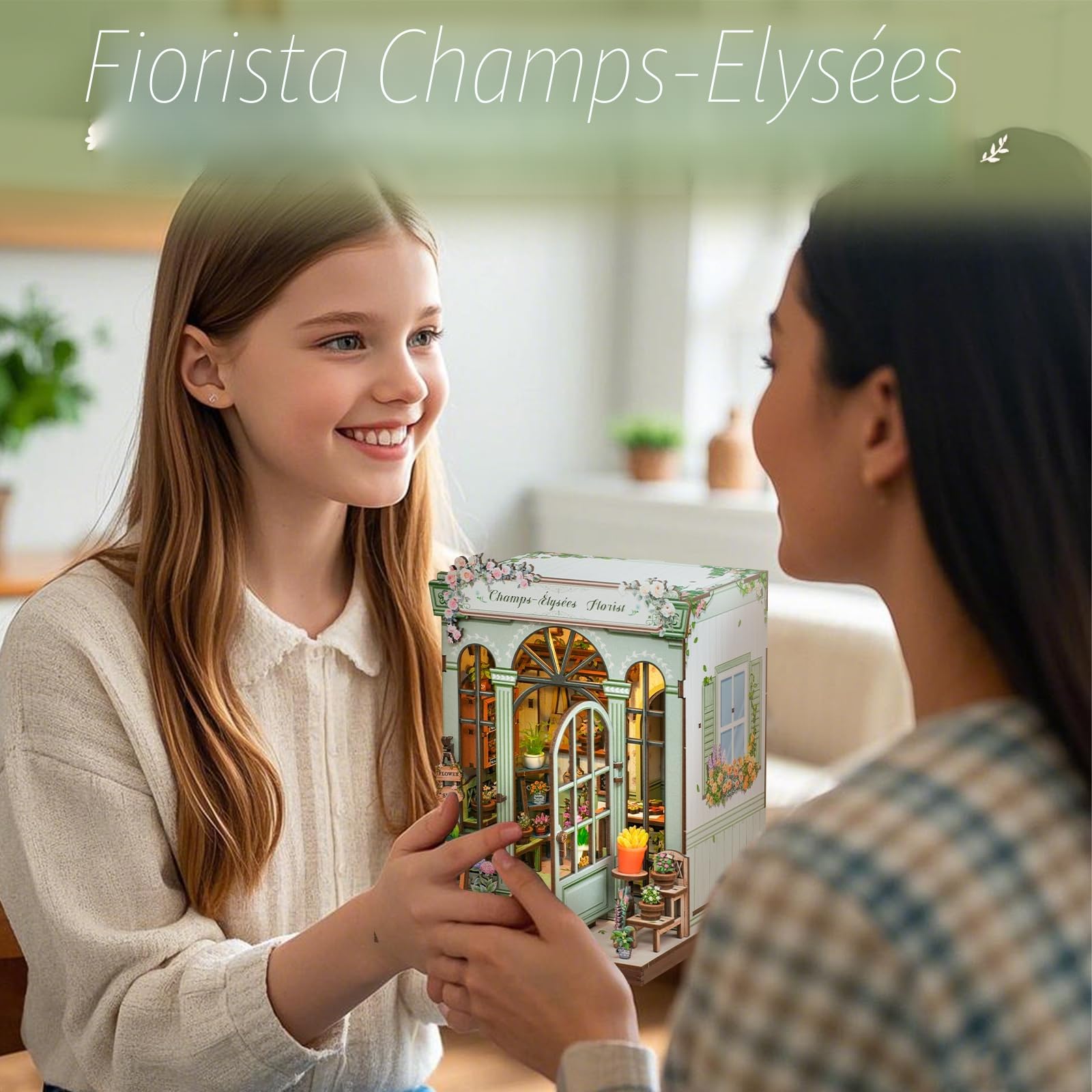 CUTEBEE Kit Angolo Libro - Casa delle Bambole Fai da Te, Casa in Miniatura Fai da Te per Adulti, Set Creativo 3D di Puzzle in Legno e Fermalibri per Decorazione della Libreria | Regalo, 199 Pezzi