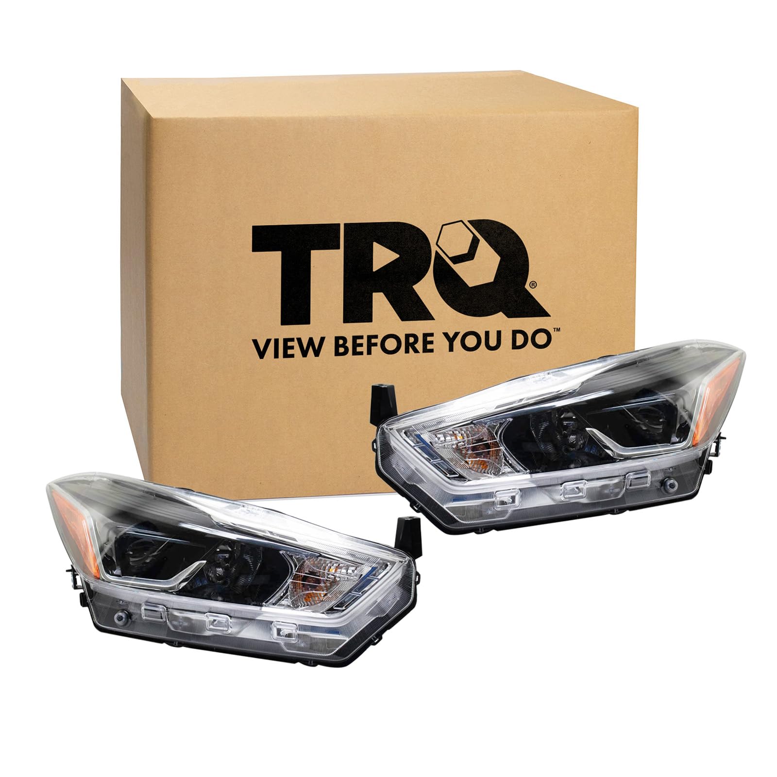 TRQ 2 Piece Headlight Assembly Set Driver &amp; Passenger Side Compatible with Nissan Kicks SR 2018-2020 NI2502275 NI2503275 260105RL4A 260605RL4A