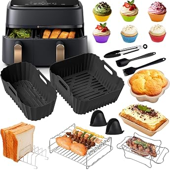 hot air fryer accessories for philips airfryer dual basket 3000-5000 series 6l / 3l silicone mold hot air fryer accessories grill rack cake bread mold for philips airfryer dual basket 9l