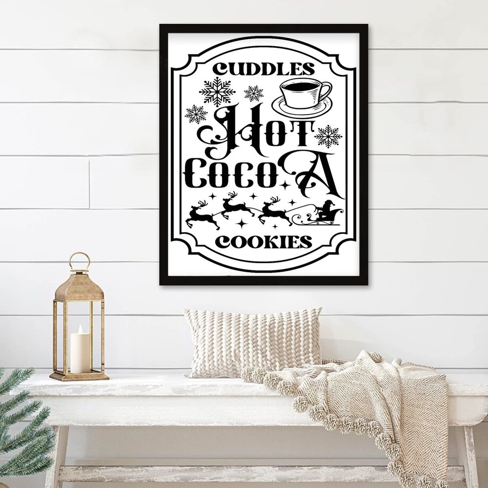Panneau de motivation Cuddles Hot Cocoa pour cuisine et salon cosy