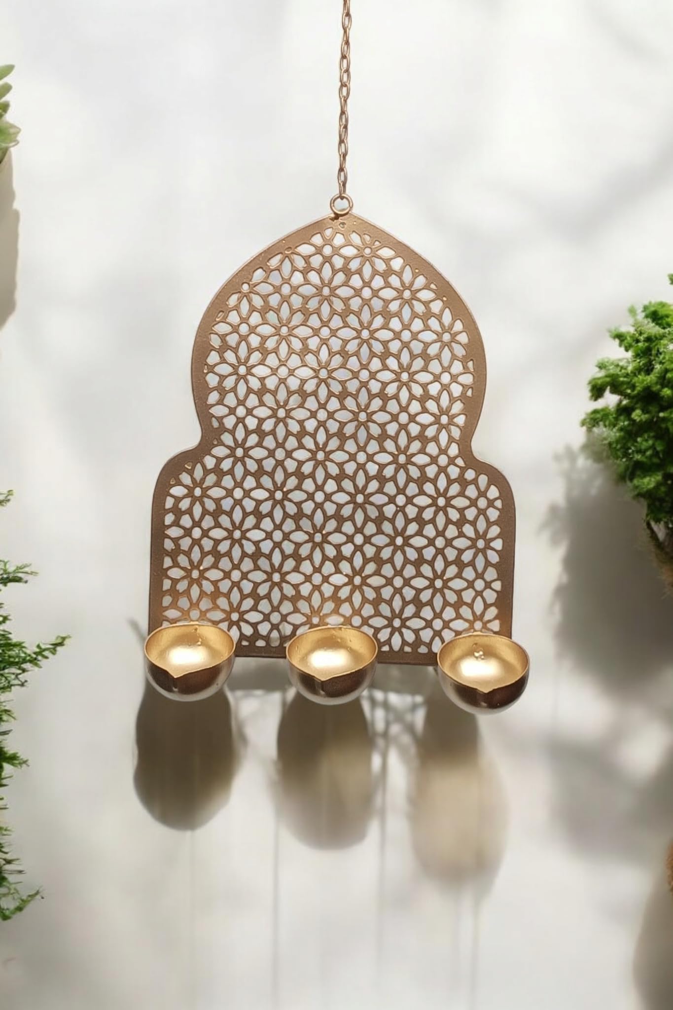 Bystreet artisans Golden Jharokha Design Candle Holder Wall Hanging with 3 Tealight Candle Holder/Diya for Home Wall Décor (Iron) Pack of -1 (B0CL4T37G9) Amazon Price History, Amazon Price Tracker