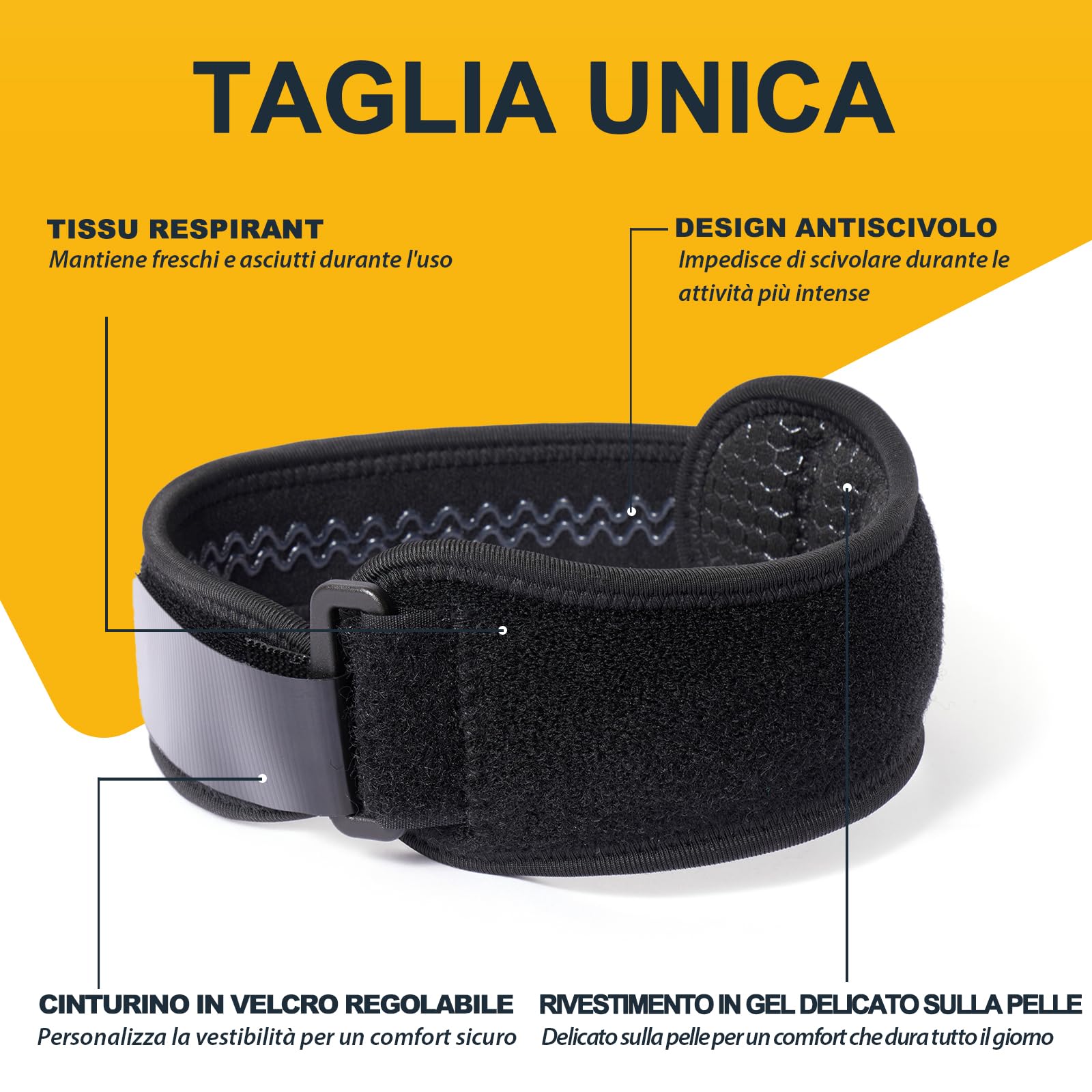 SupreGear ITB Fascia per Ginocchio, Regolabile Patella Strap per Tendinite, Confortevole, Patella Ginocchio la Cinghia Traspirante con Compressione per Sindrome della Fascia Ileotibiale - Nero