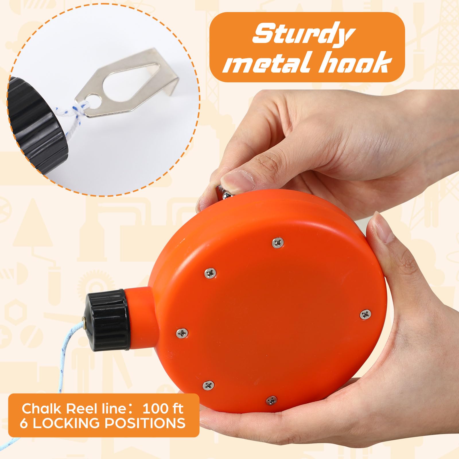 AmazingSpark 1 Chalk Line Tool for Building 100 ft, Orange — Amazon image 5