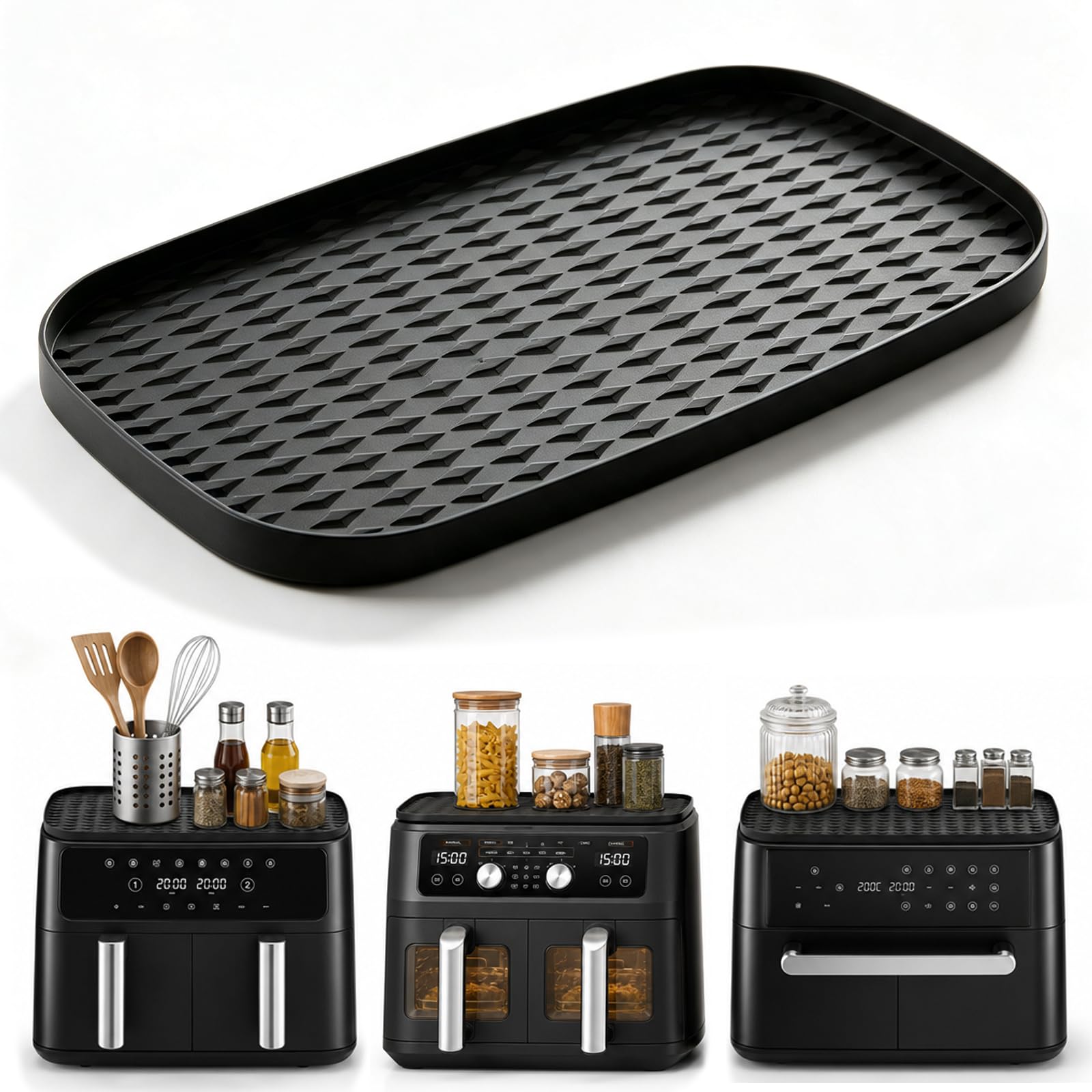 VINATO Tappetino Silicone Accessori Friggitrice ad Aria,Ripiano Portaoggetti Compatibile con Ninja AF500EU AF400EU AF451EU,Tappetino per Ninja Foodi Max Dual Zone 9,5L-10,4L Antipolvere Facile Pulire