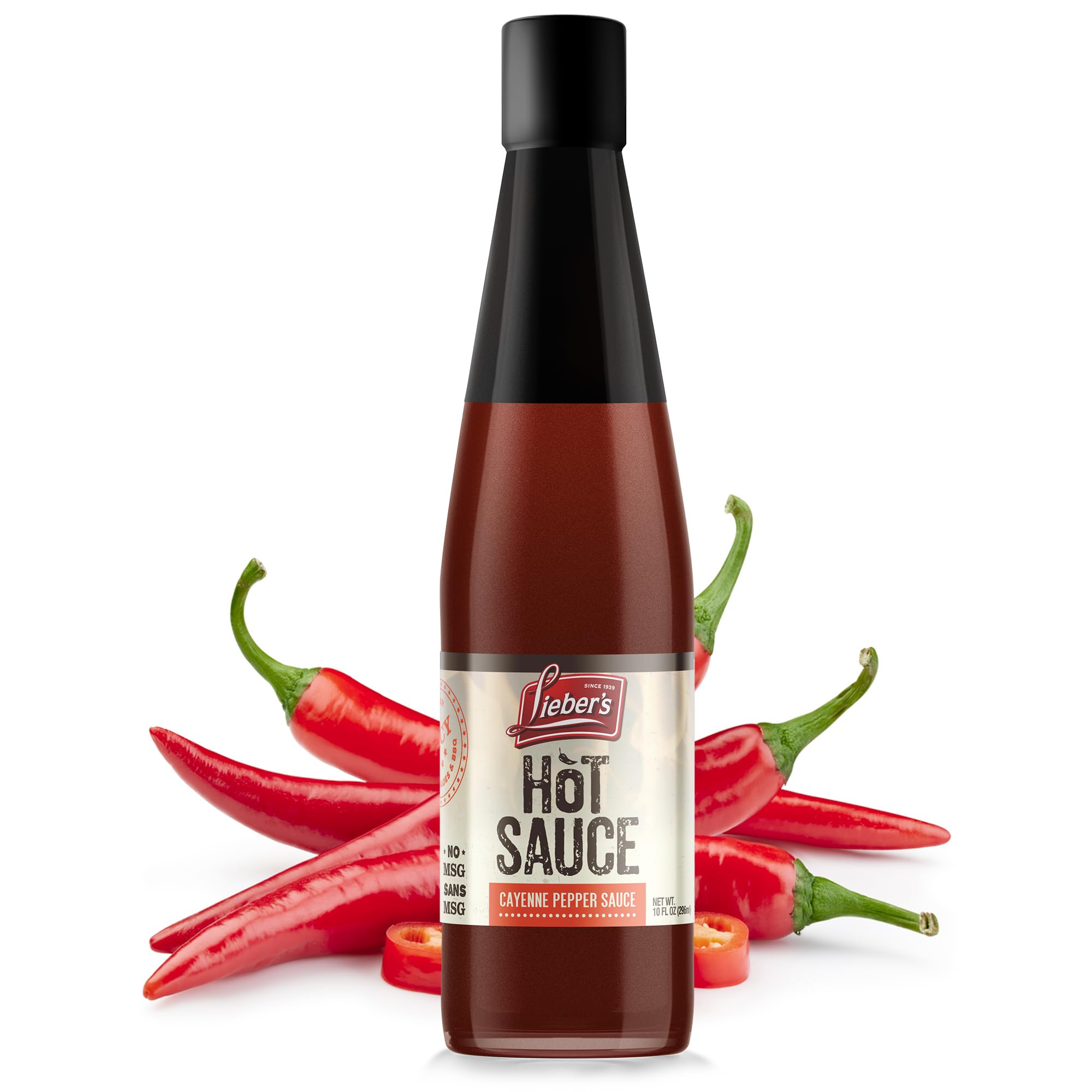 Lieber'sCayenne Pepper Hot Sauce, Non-GMO, No MSG, Gluten-free, Cholesterol-free, and Vegan, NET WT. 10Fl Oz (454g)