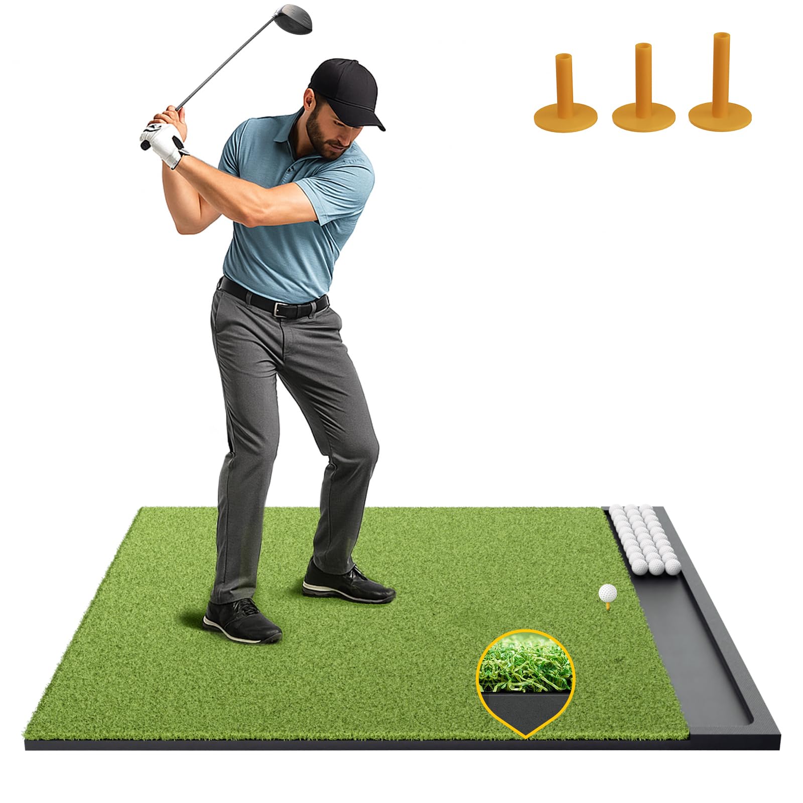 Golfpar 5x4ft Golf Mat with Ball Tray