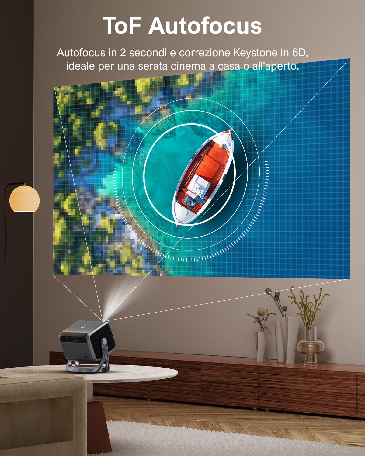 ULTIMEA Proiettore 4K Vero Android TV 11.0 con Netflix, Proiettori Full HD 1080P Portatile per esterni con 90°Rotabile, Videoproiettore 5G WiFi Bluetooth, 600 ANSI, Con Dolby Audio, Nova C40