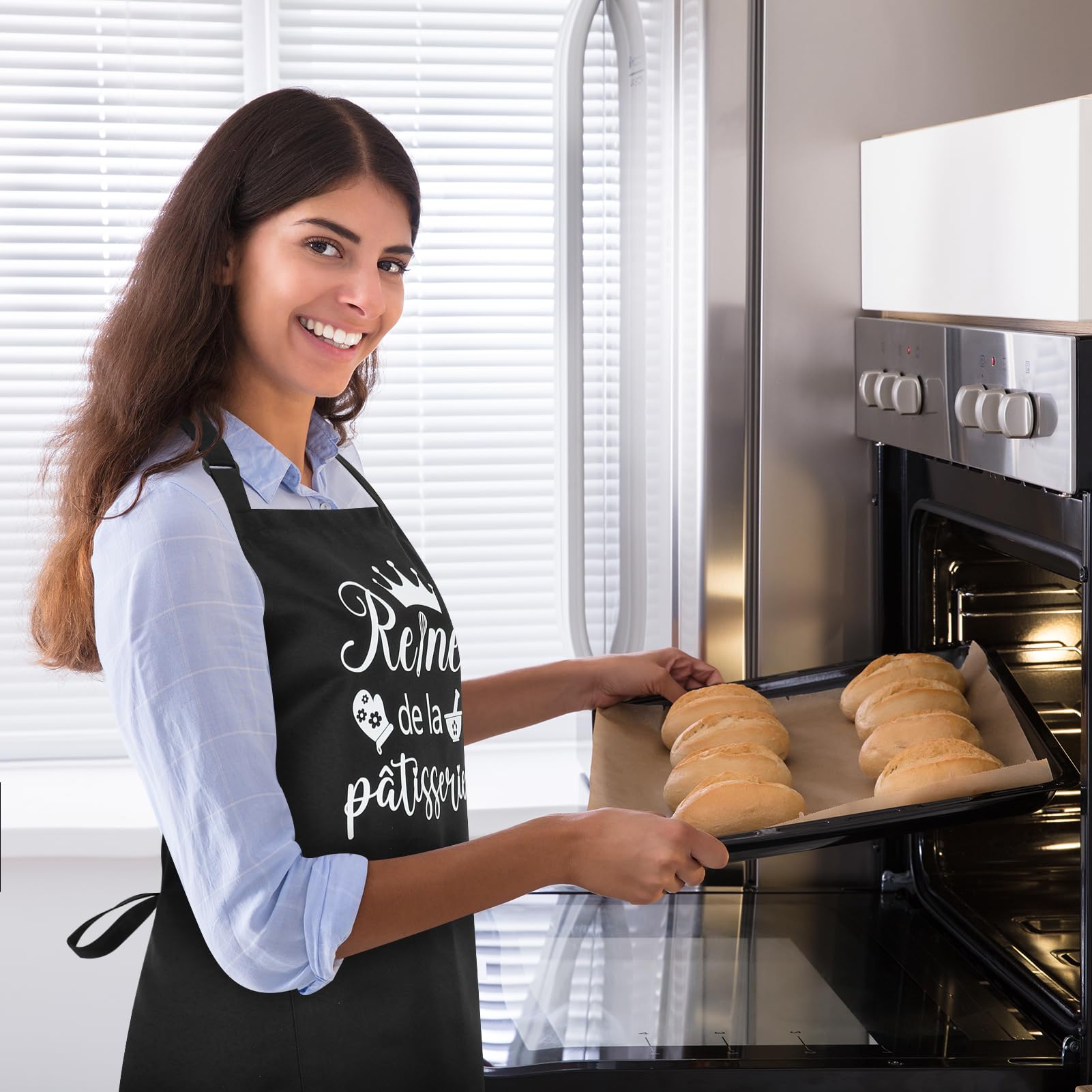 Tablier de Cuisine Réglable et Étanche pour Femme - avec Poches - Cadeaux pour Maman