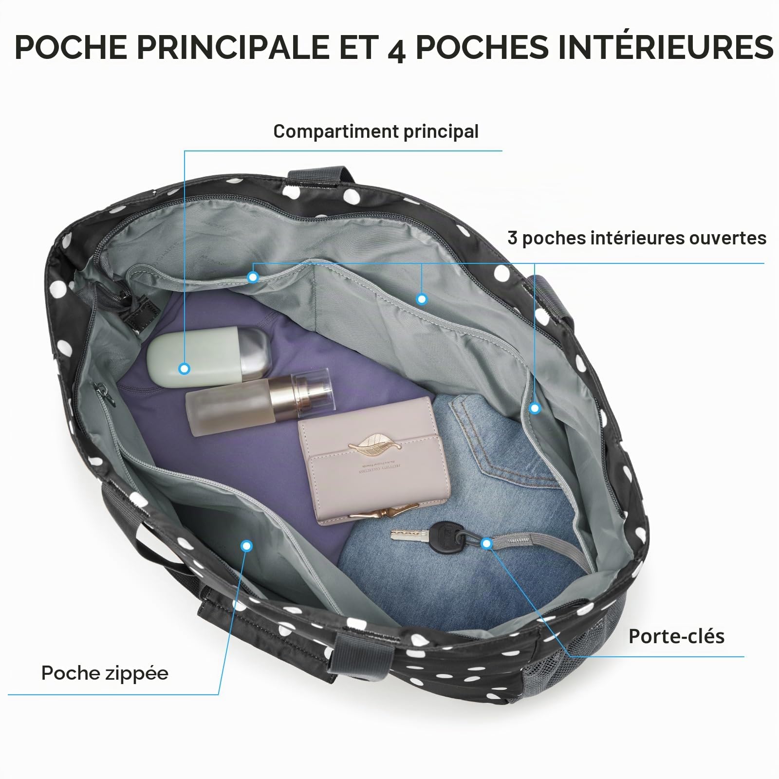 G4Free Sac Fourre-tout de Plage Imperméable, Pliable et Résistant au Sable de Grande Capacité pour Femme