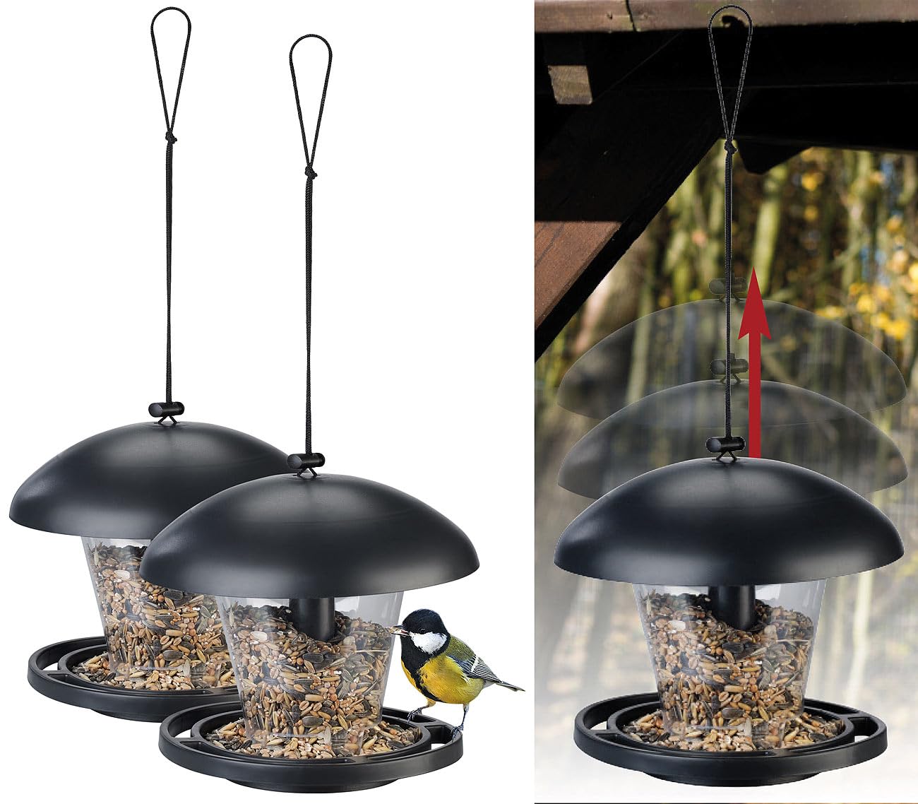 Royal Gardineer Futterhaus: 4er-Set wetterfeste Vogelfutterhäuser zum Aufhängen (Futter Vogelhaus, Vogelhaus zum Aufhängen wetterfest, EIS)