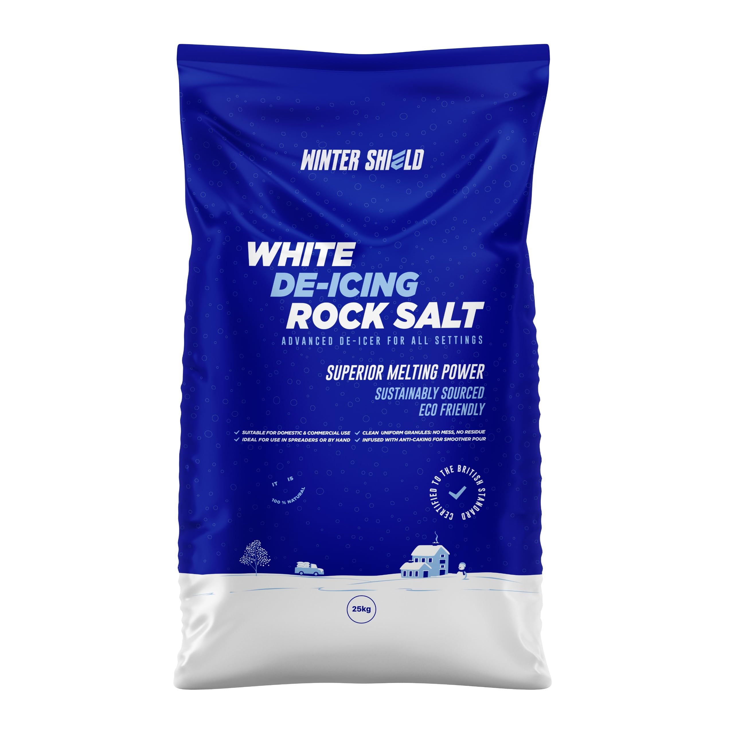 25KG Bag Winter Shield's Rock Salt for Keeping DRIVEWAYS and Paths Clear of ICE/Snow (Packaging May Vary)