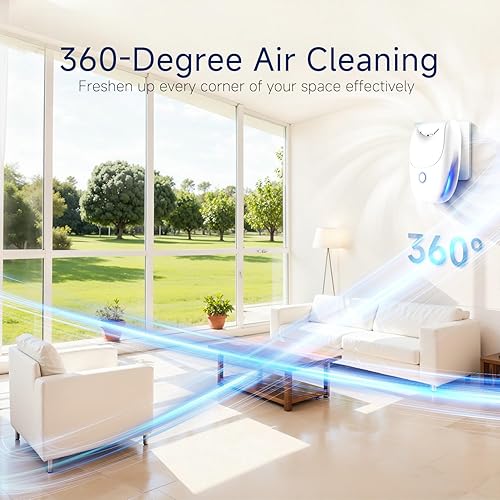 Miniatura 7 de Purificador de aire de iones negativos enchufables – Paquete de 4 ionizadores de aire silenciosos de ajuste de dos velocidades, mini ambientadores