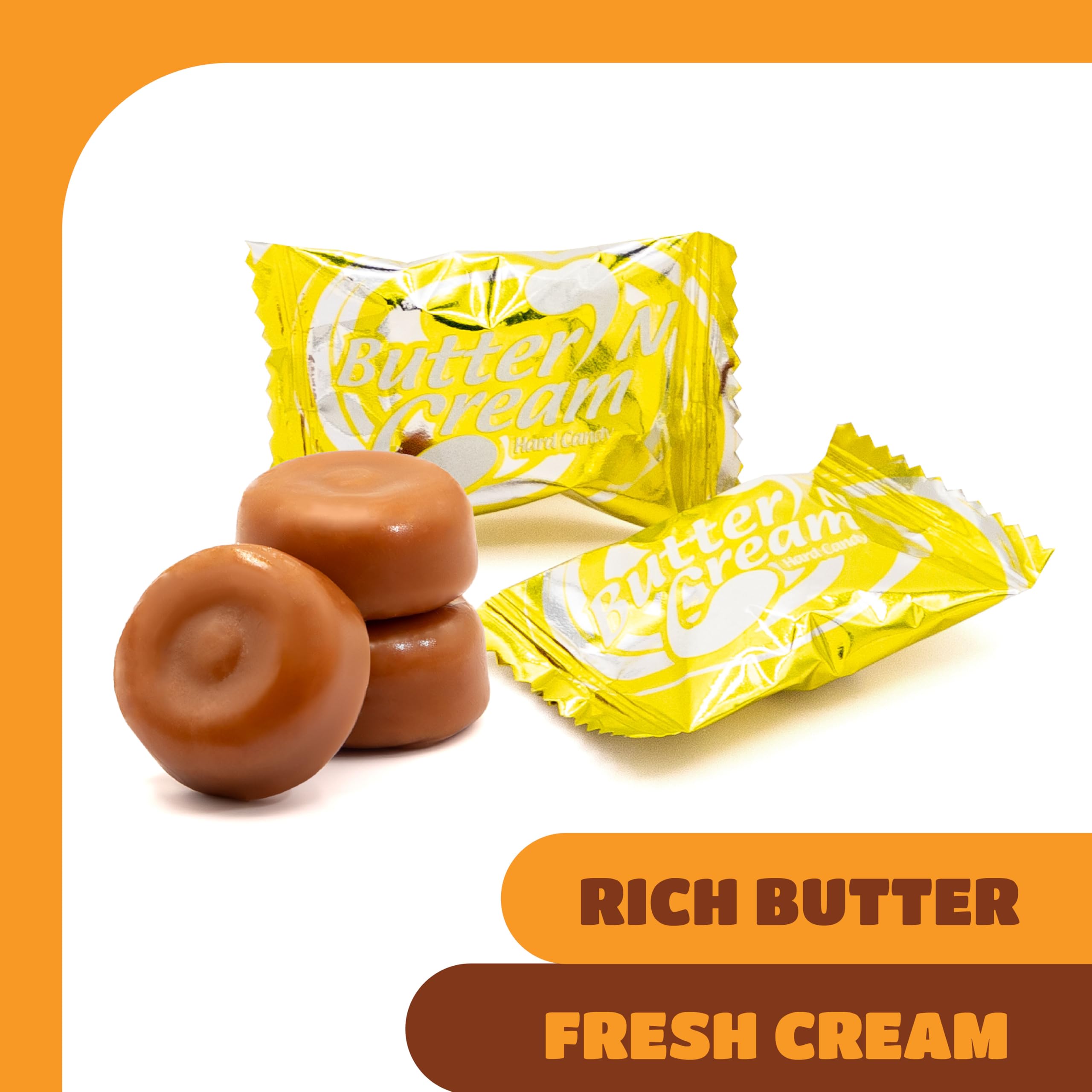 Butter N Cream Hard Candy - 3 Pound Bulk Pack - Gold Wrapped Hard Candy Individually Wrapped - — view 4